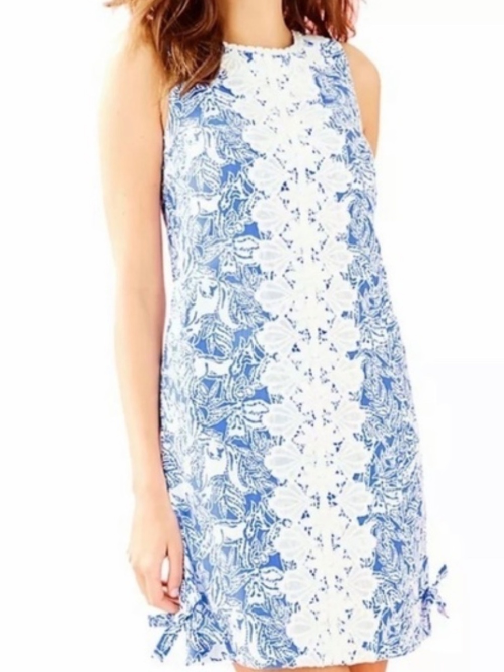 Lilly Pulitzer Melani Shift Coastal Blue Fancy Feet Sleeveless Dress Size 4